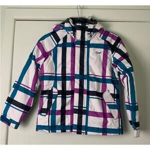 Protest Turquoise & Purple Check  Girls Ski Jacket - Size 140 cm